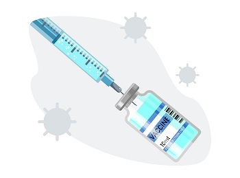 Medicine Vaccine Vial Bottle and Syringe Injection Tool for Immunization Treatment.  Coronavirus Vaccine Background.