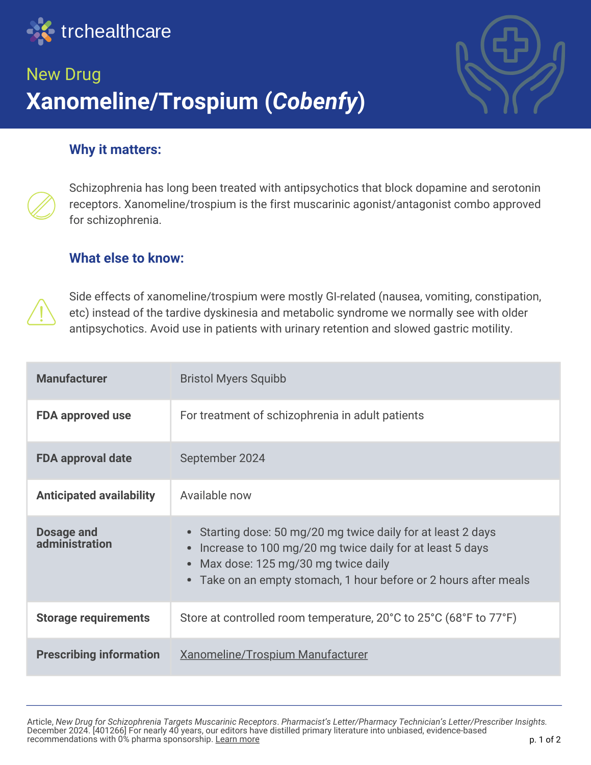 Cobenfy Page 1 Infographic